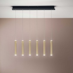 LED závěsné svítidlo Prado, 5 x 6,5 W, matná mosaz