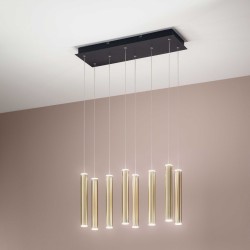 LED závěsné svítidlo Prado, 8 x 6,5 W, obdélník, matná mosaz