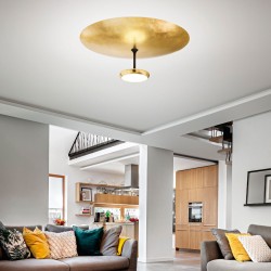LED stropní svítidlo Yuko, zlatý list / černá