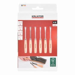 Sada mini dlát na dřevo s dřevěnou rukojetí, 6 kusů, Kreator