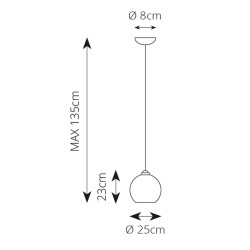 Závěsné svítidlo rustikální Bolle S, 250 mm, Ceramiche Borso