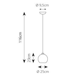 Závěsné svítidlo Moonlight 1G, 250 mm, Ceramiche Borso