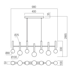 LED závěsná svítidla Bolla, 32 W