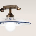 Stropní rustikální svítidlo 384/1PL-BR-CE1-30-BL - modrý dekor