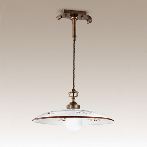 Závěsné rustikální svítidlo Bassano 380/1S-BR-CE1-38-MA Cremasco - hnědý dekor