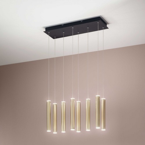 LED závěsné svítidlo Prado 3685-46-209 Fabas Luce, 8 x 6,5W, matná mosaz