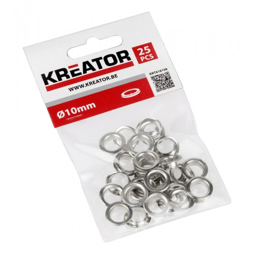 Kroužky lemovací hliníkové, Ø 10 mm, KRT616108, Kreator, 25 kusů